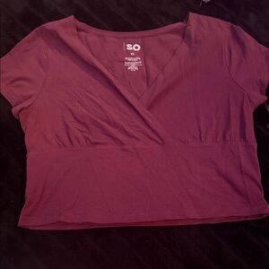 SO Women's Plum V-Neck Crop Top
